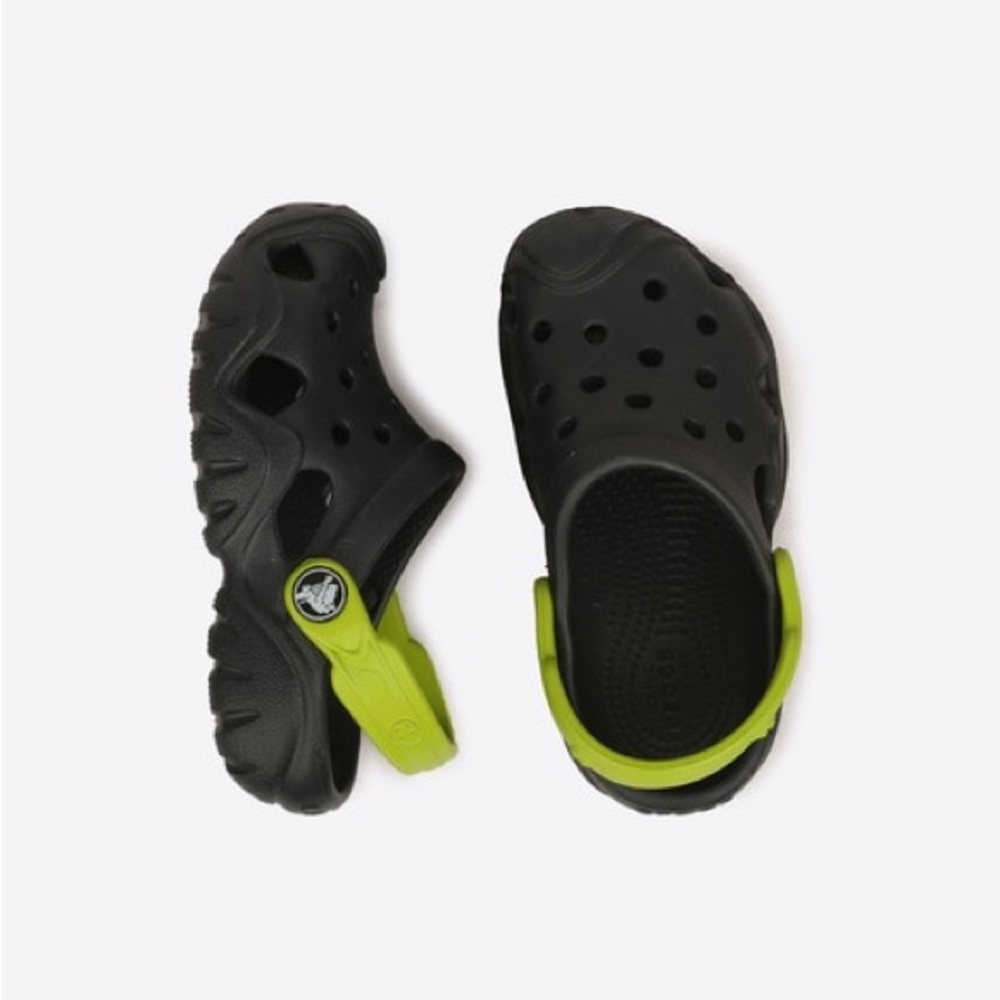 Crocs Black Swiftwater Clogs with green Slingback 13